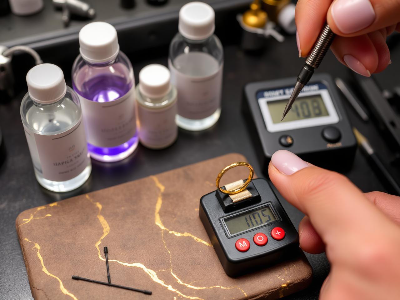 Expert controleert markering op een goudbaar — goudbaartaxatie bij Goud Inkoop Volendam