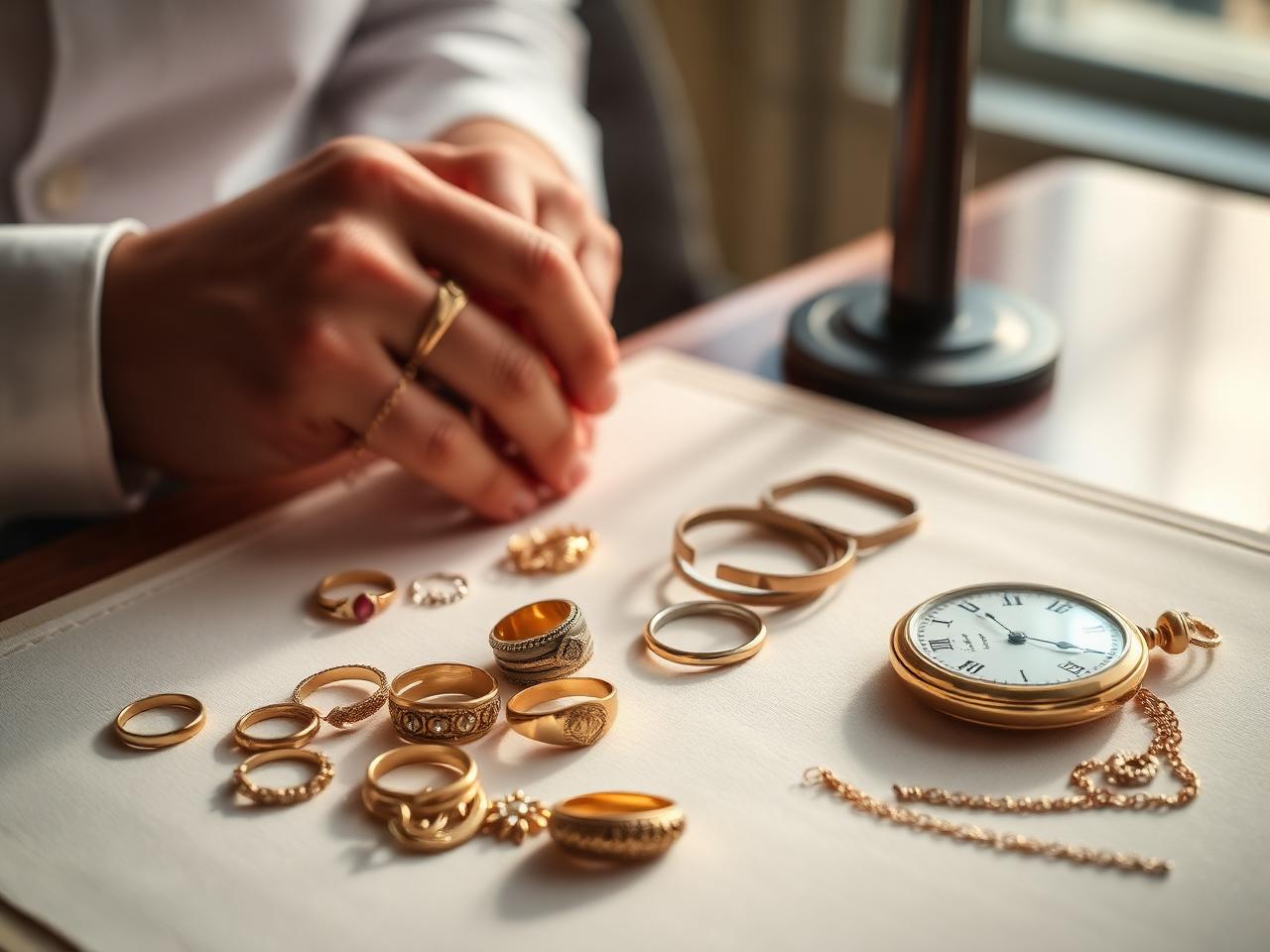 Geërfde sieraden in warm licht